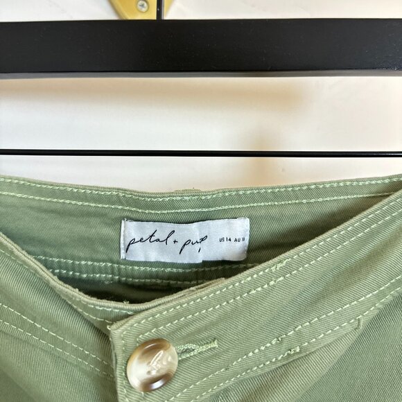 PETAL & PUP Wide Leg Pants in Olive Green Size US 14 - Picture 3 of 5